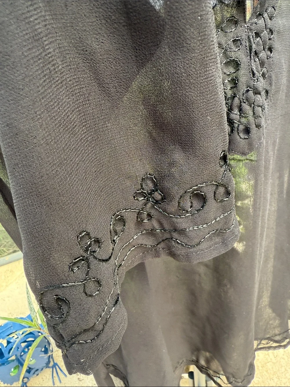 Black Sheer V-Neck Swim Coverup Tunic ML